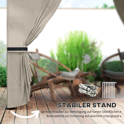 Gazebo approx. 3.4x3.4 m water-resistant Garden Gazebo with 4 Sidewalls, Double Roof, Party Tent with UV Protection Garden Tent with Galvanized Metal Frame, for Garden Light Gray