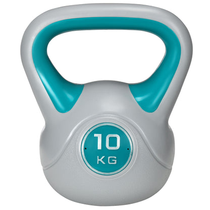 SPORTNOW 10 kg Kettlebell Blue and Gray with PU Coating and Sand Filling Wide Handle for Home Gym Bodybuilding Training 22x16x26 cm