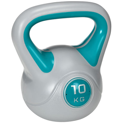 SPORTNOW 10 kg Kettlebell Blue and Gray with PU Coating and Sand Filling Wide Handle for Home Gym Bodybuilding Training 22x16x26 cm