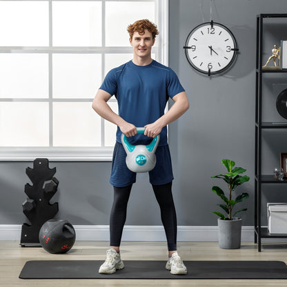 SPORTNOW 10 kg Kettlebell Blue and Gray with PU Coating and Sand Filling Wide Handle for Home Gym Bodybuilding Training 22x16x26 cm