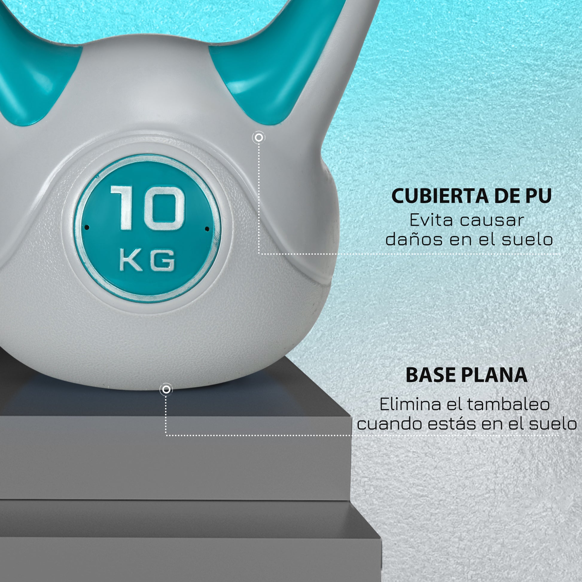 SPORTNOW 10 kg Kettlebell Blue and Gray with PU Coating and Sand Filling Wide Handle for Home Gym Bodybuilding Training 22x16x26 cm