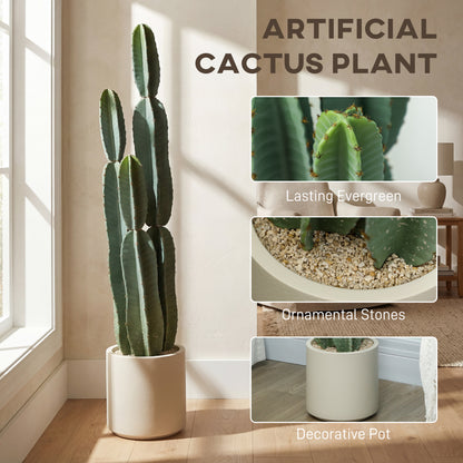 44 in (111 cm) Artificial Potted Cactus — Realistic Large Indoor Plant for Living Room, Bedroom, Office, Patio