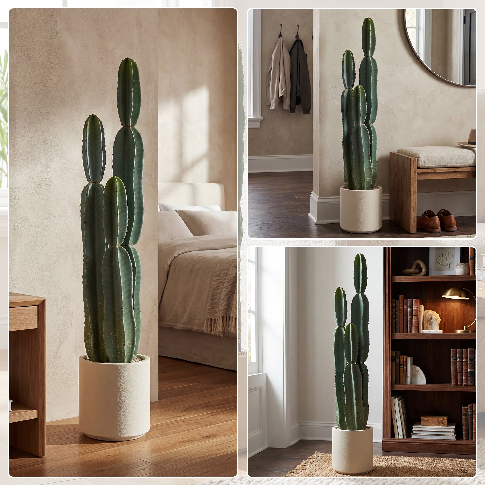 44 in (111 cm) Artificial Potted Cactus — Realistic Large Indoor Plant for Living Room, Bedroom, Office, Patio