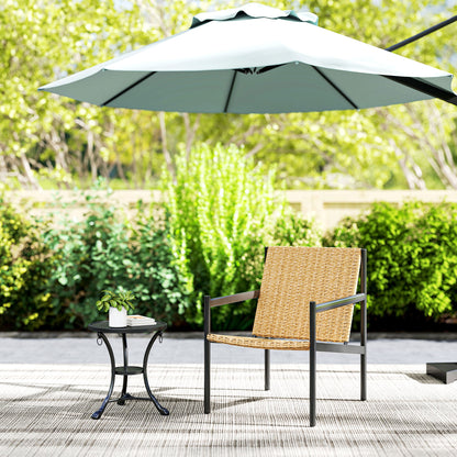 Single Garden Rattan Chair Outdoor Weather-Resistant Chair with Armrests Inclined Backrest and Steel Frame 120 kg Capacity for Terrace Patio Balcony Natural
