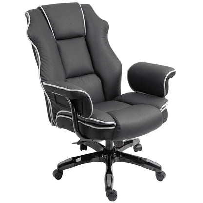 Office Chair, Ergonomic Desk Chair with Reclining Function, Swivel Function, Height Adjustable Computer Chair for Home Office, Faux Leather, Black
