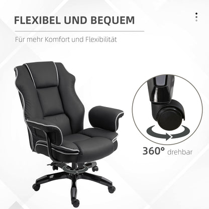 Office Chair, Ergonomic Desk Chair with Reclining Function, Swivel Function, Height Adjustable Computer Chair for Home Office, Faux Leather, Black