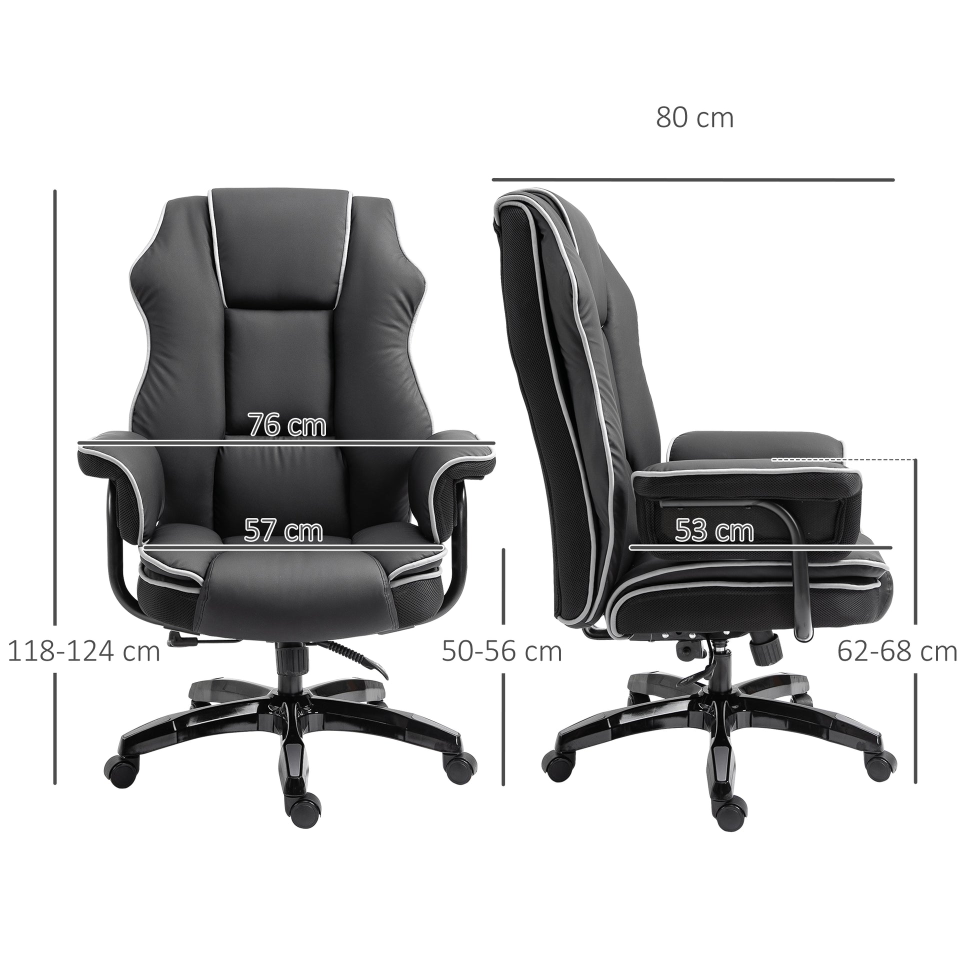 Office Chair, Ergonomic Desk Chair with Reclining Function, Swivel Function, Height Adjustable Computer Chair for Home Office, Faux Leather, Black