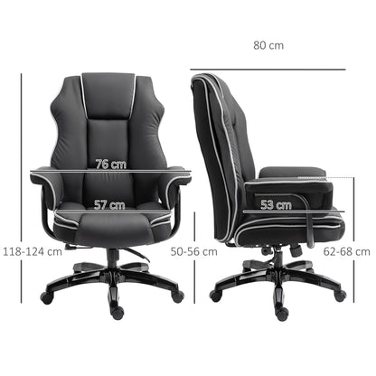 Office Chair, Ergonomic Desk Chair with Reclining Function, Swivel Function, Height Adjustable Computer Chair for Home Office, Faux Leather, Black
