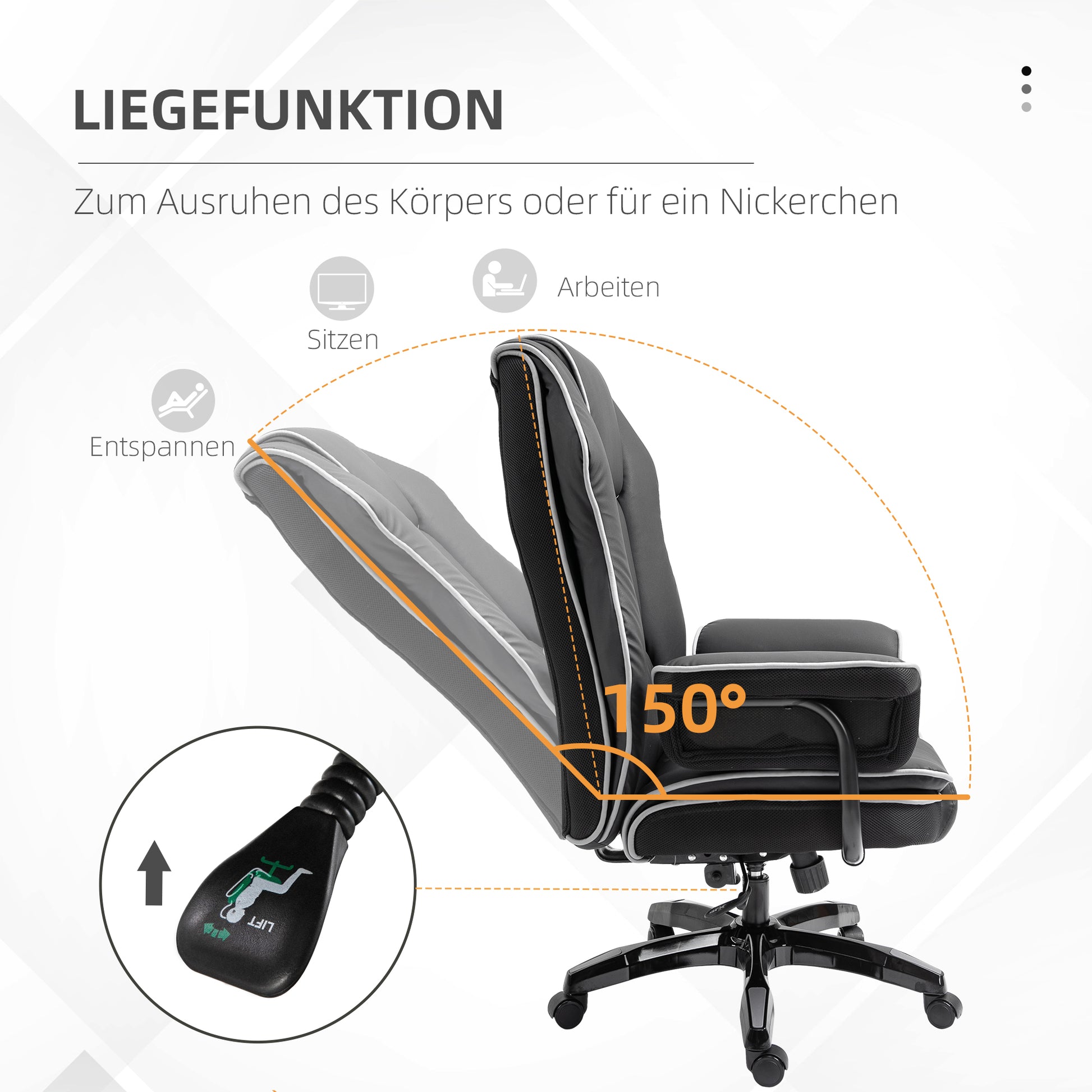 Office Chair, Ergonomic Desk Chair with Reclining Function, Swivel Function, Height Adjustable Computer Chair for Home Office, Faux Leather, Black