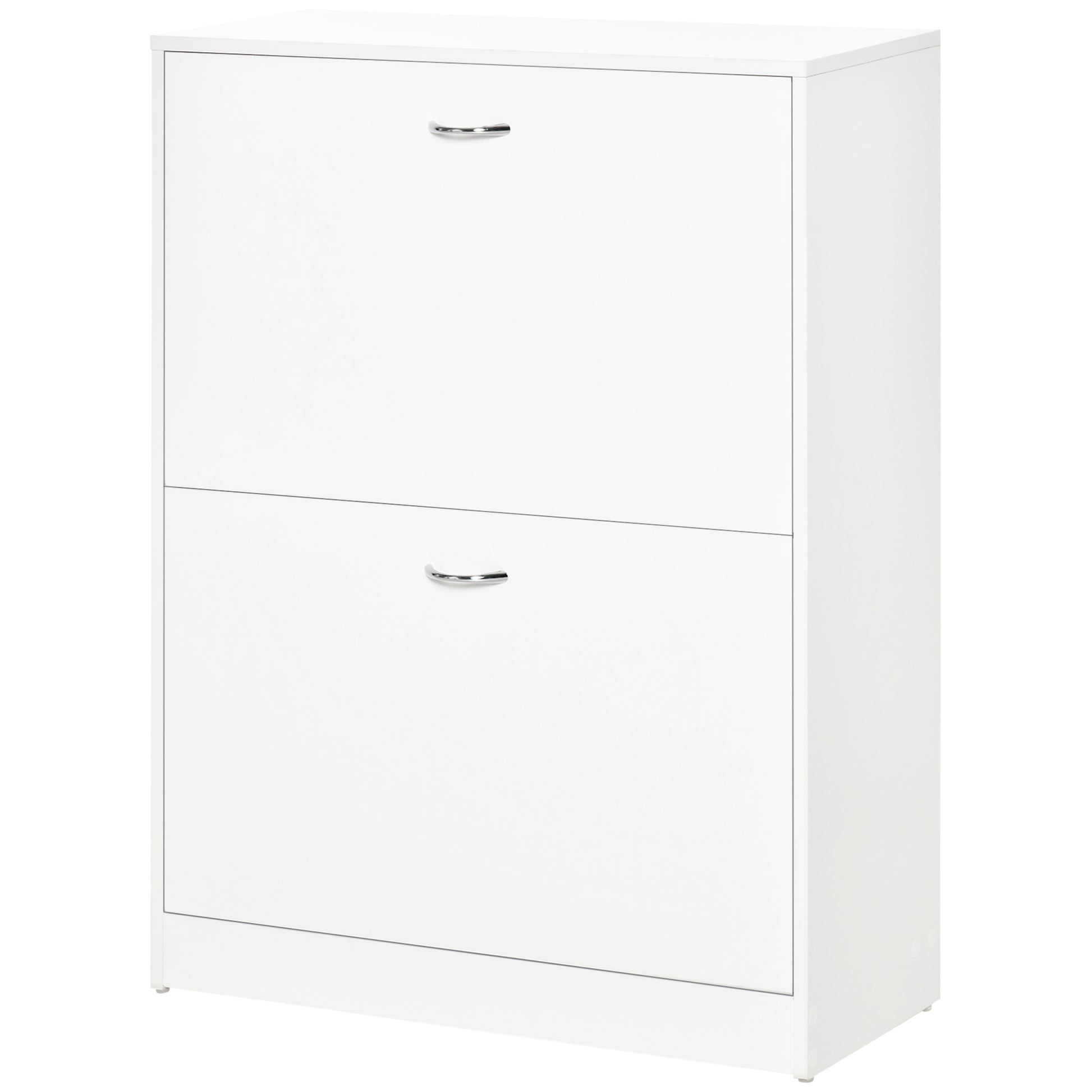 Modern Shoe Cabinet Entryway Shoe Rack Narrow with 2 Drawers and Adjustable Shelves for Hallway 60x24x80 cm White