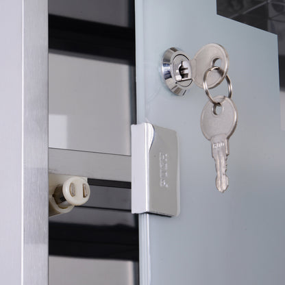 Medicine Cabinet Stainless Steel, Lockable Medication Cabinet with 3 Compartments, Glass Door Apothecary Cabinet for Medication Storage, 30 x 18 x 50 cm