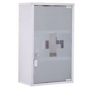 Medicine Cabinet Stainless Steel, Lockable Medication Cabinet with 3 Compartments, Glass Door Apothecary Cabinet for Medication Storage, 30 x 18 x 50 cm
