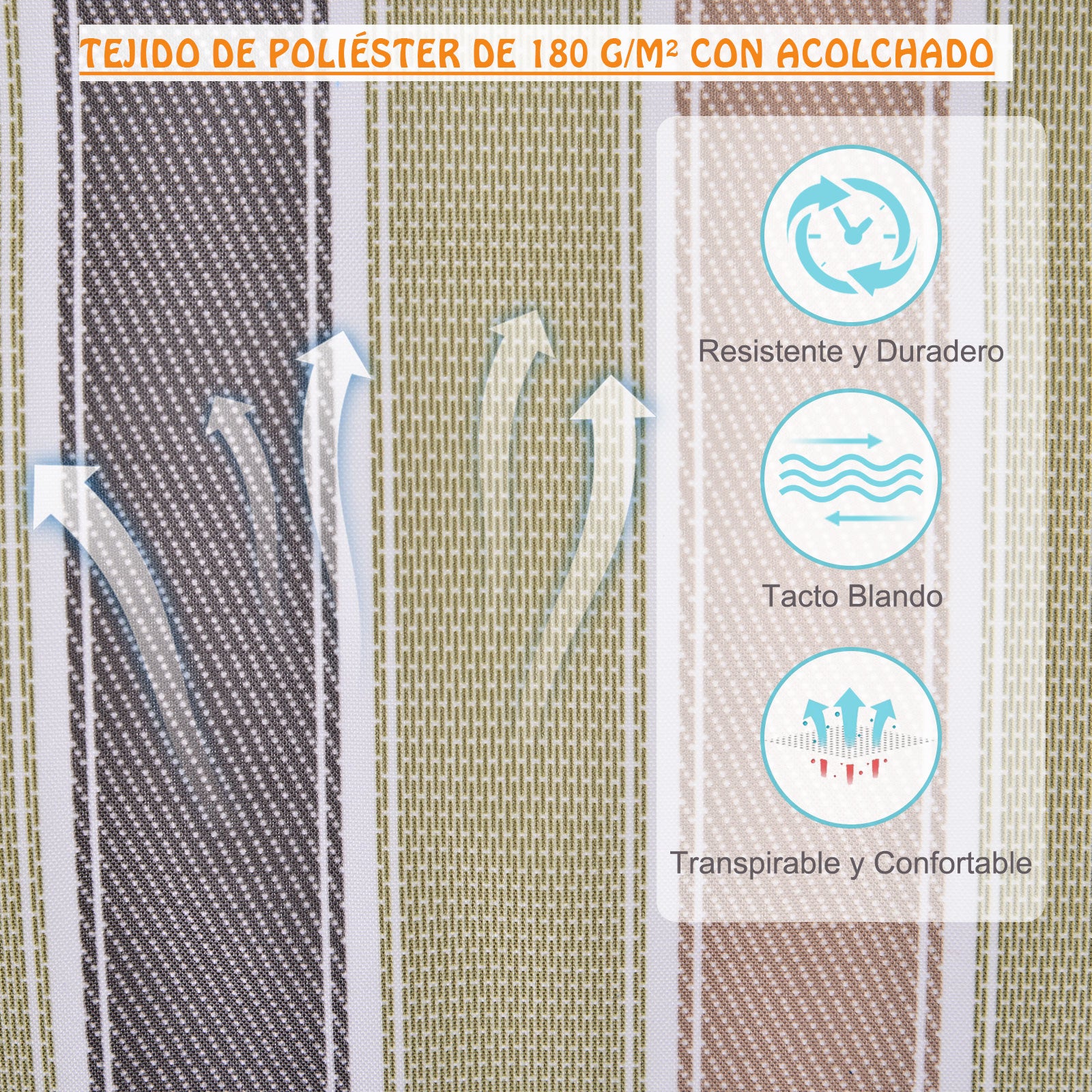 Hanging Chair with Striped Print Hammock with Headrest Cushion for Indoor Outdoor 100x106 cm Max Load 100 kg