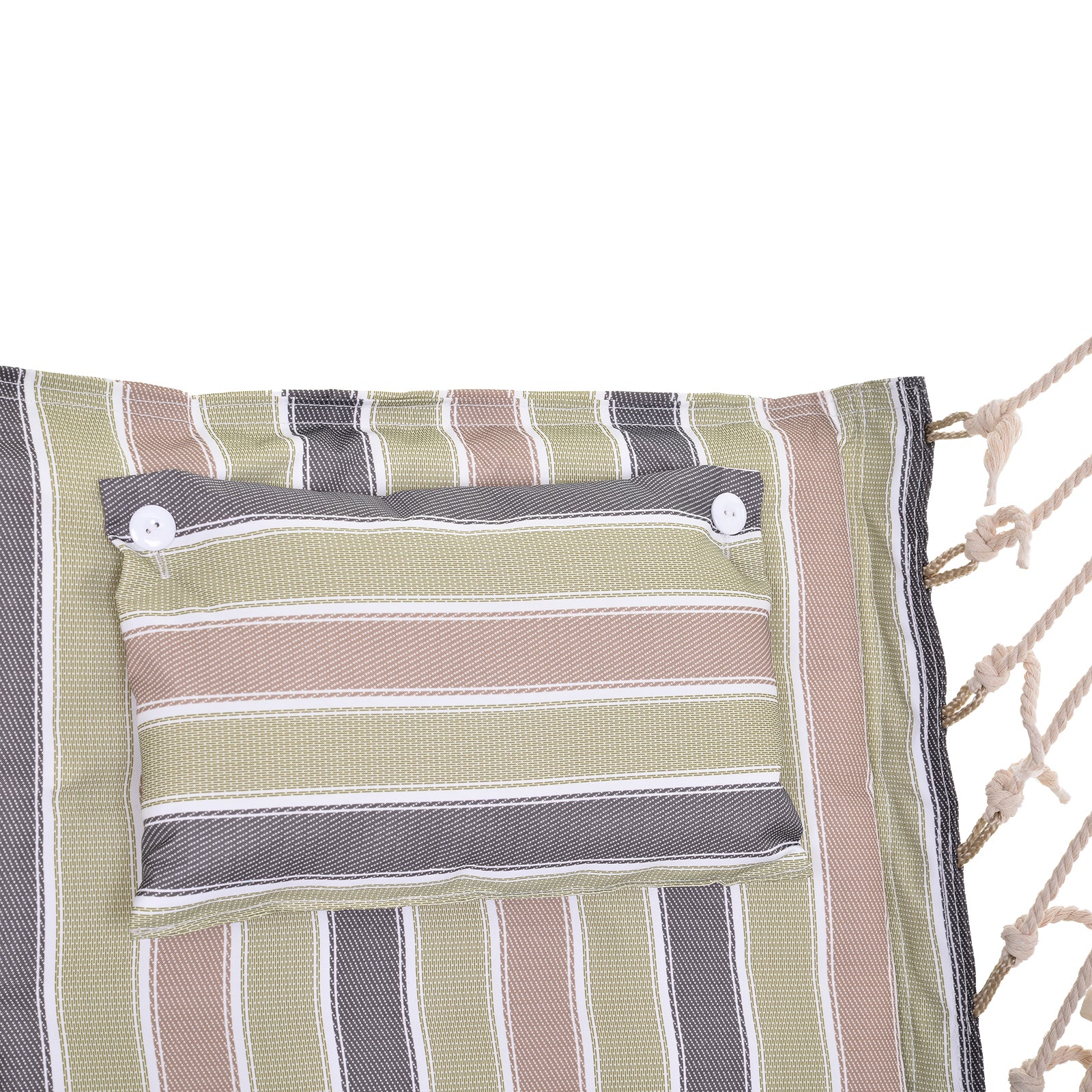 Hanging Chair with Striped Print Hammock with Headrest Cushion for Indoor Outdoor 100x106 cm Max Load 100 kg