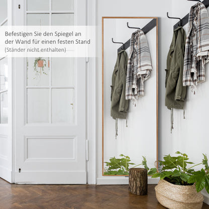 Wall Mirror Wardrobe Mirror 125 x 45cm Hall Mirror with Wood Frame Full-Length Mirror Hanging Mirror Living Room Mirror for Bedroom Natural