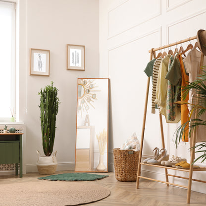 Wall Mirror Wardrobe Mirror 125 x 45cm Hall Mirror with Wood Frame Full-Length Mirror Hanging Mirror Living Room Mirror for Bedroom Natural