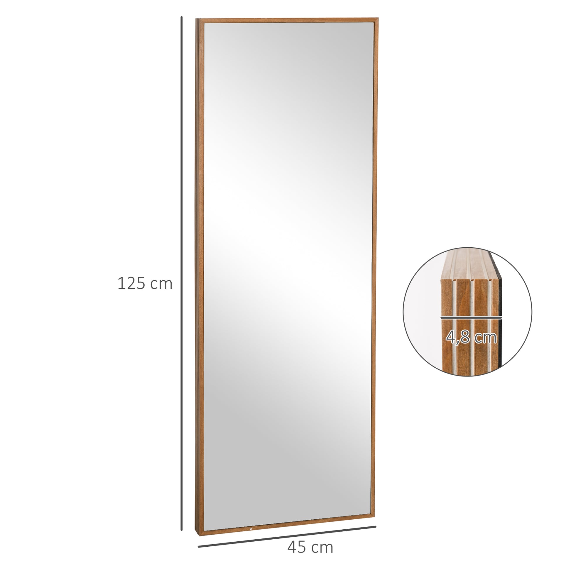 Wall Mirror Wardrobe Mirror 125 x 45cm Hall Mirror with Wood Frame Full-Length Mirror Hanging Mirror Living Room Mirror for Bedroom Natural