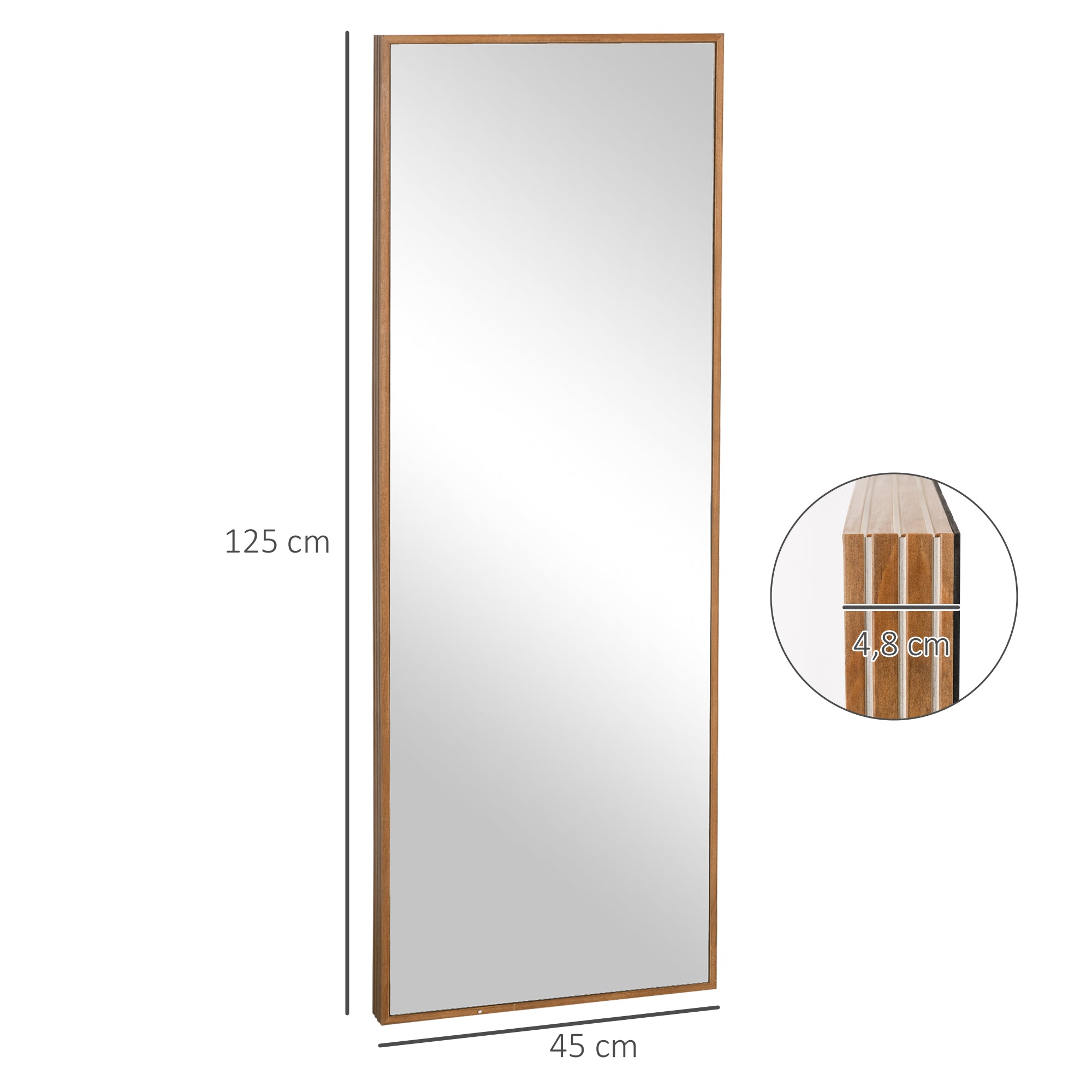 Wall Mirror Wardrobe Mirror 125 x 45cm Hall Mirror with Wood Frame Full-Length Mirror Hanging Mirror Living Room Mirror for Bedroom Natural