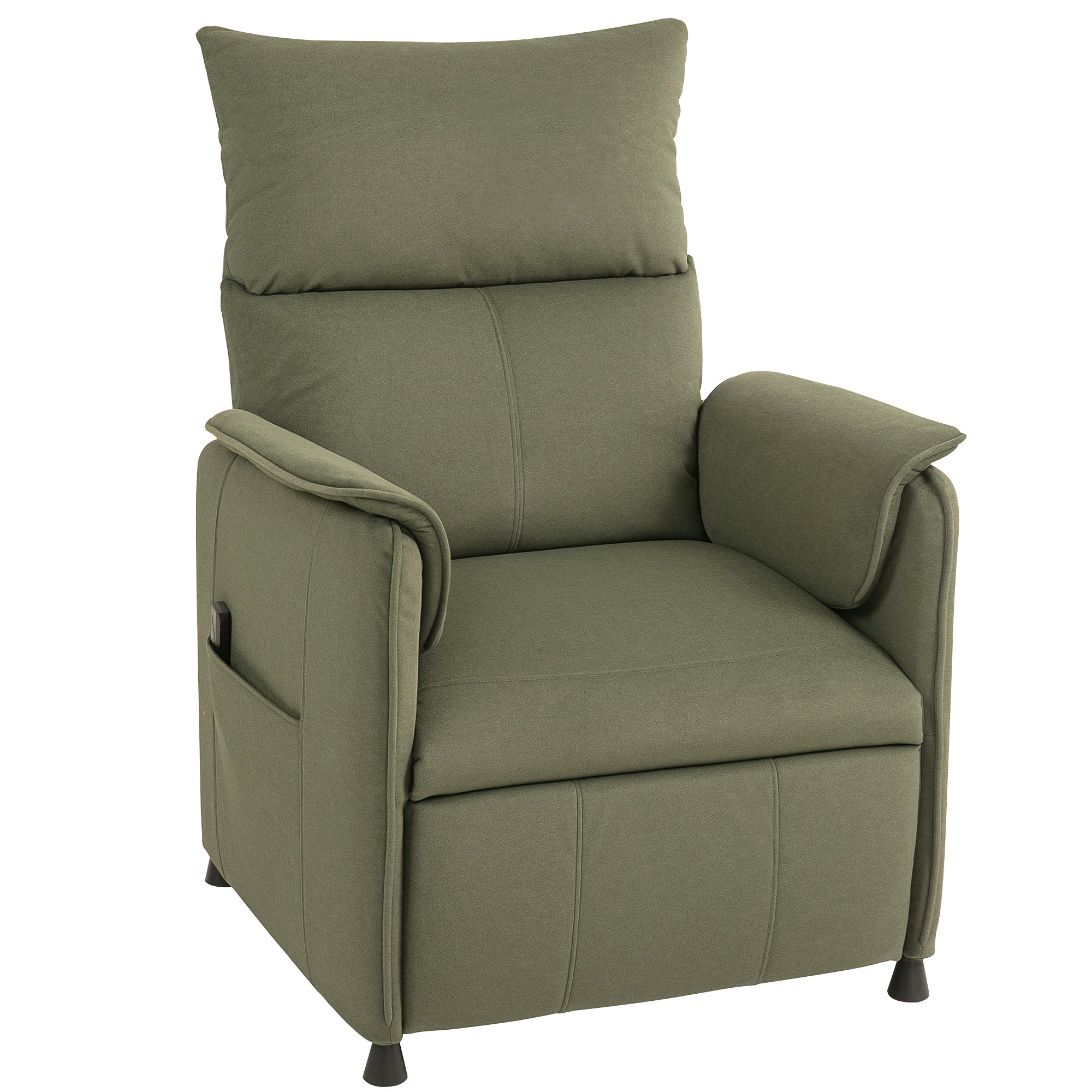 Electric Reclining Relax Armchair Silent Recliner with Memory Function Footrest Remote Control Side Pockets Pet-Friendly Fabric for Bedroom Living Room Dark Green