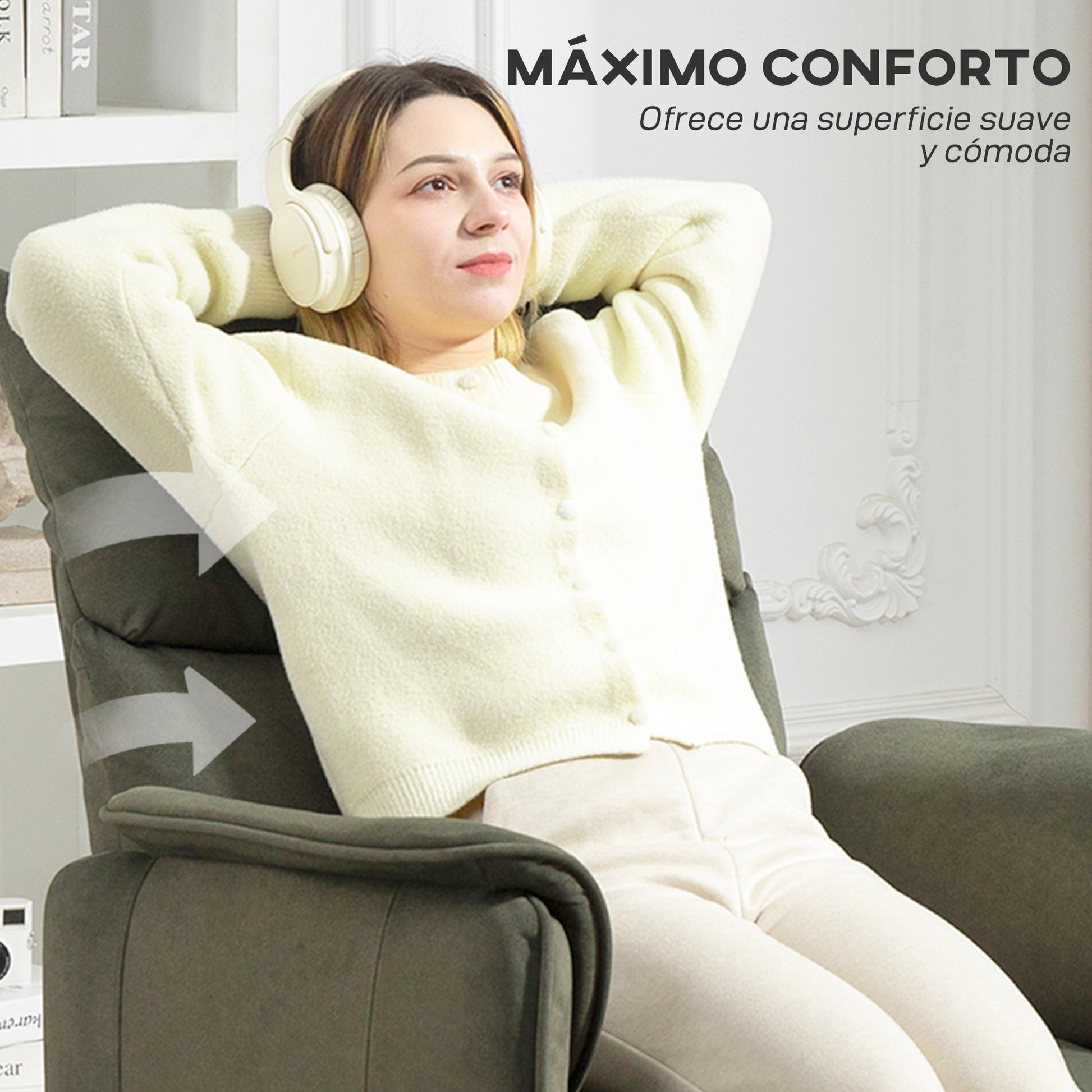 Electric Reclining Relax Armchair Silent Recliner with Memory Function Footrest Remote Control Side Pockets Pet-Friendly Fabric for Bedroom Living Room Dark Green