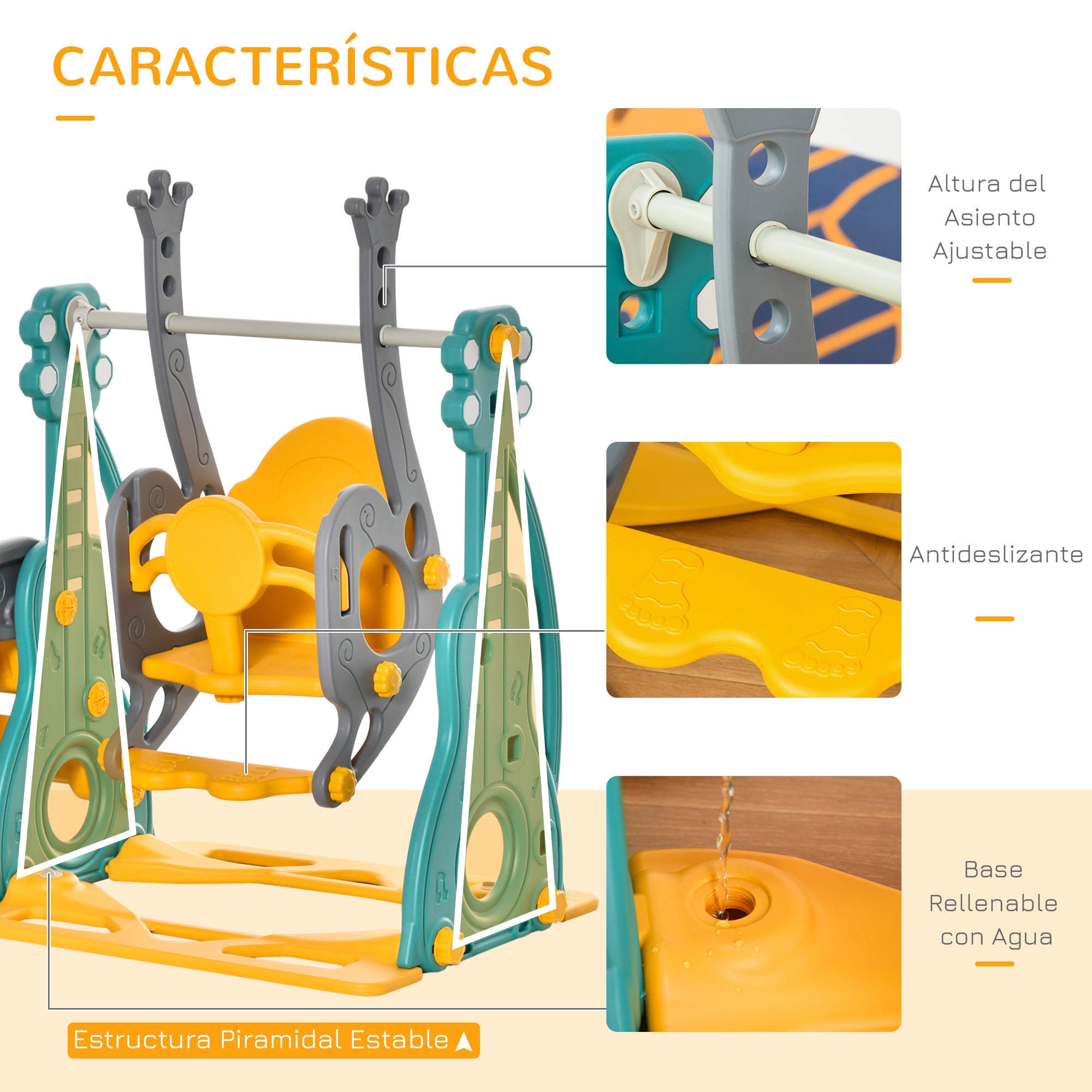 Children's Slide with Swing and Basketball Hoop 3 in 1 for 18-36 Months with Adjustable Seat Indoor and Outdoor Playset 152x149x107 cm Multicolor