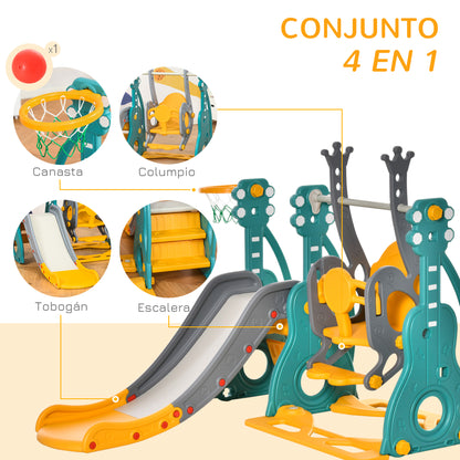 Children's Slide with Swing and Basketball Hoop 3 in 1 for 18-36 Months with Adjustable Seat Indoor and Outdoor Playset 152x149x107 cm Multicolor