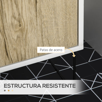 Wood Bathroom Sink Cabinet Under Sink Vanity Unit Floor Bathroom Cabinet with 2 Doors Shelf and Steel Legs 60x30x60 cm Oak and White