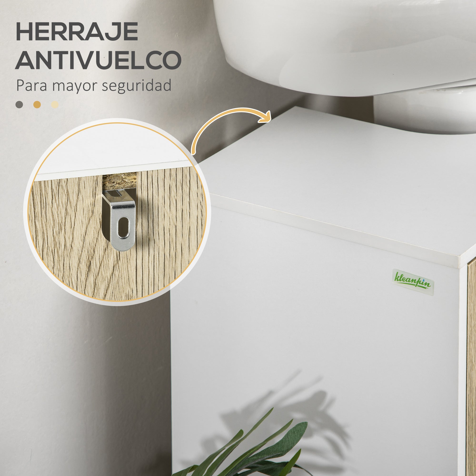 Wood Bathroom Sink Cabinet Under Sink Vanity Unit Floor Bathroom Cabinet with 2 Doors Shelf and Steel Legs 60x30x60 cm Oak and White
