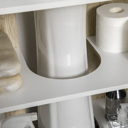 Wood Bathroom Sink Cabinet Under Sink Vanity Unit Floor Bathroom Cabinet with 2 Doors Shelf and Steel Legs 60x30x60 cm Oak and White