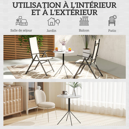 Round Garden Table Ø 60 cm, Steel Frame Terrace Table, for Indoor and Outdoor Use, for Balcony, Porch, Dark Gray