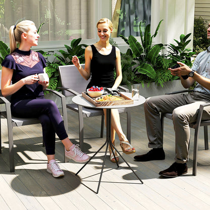 Round Garden Table Ø 60 cm, Steel Frame Terrace Table, for Indoor and Outdoor Use, for Balcony, Porch, Dark Gray