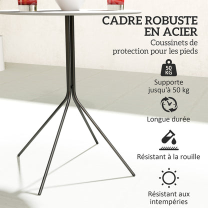 Round Garden Table Ø 60 cm, Steel Frame Terrace Table, for Indoor and Outdoor Use, for Balcony, Porch, Dark Gray