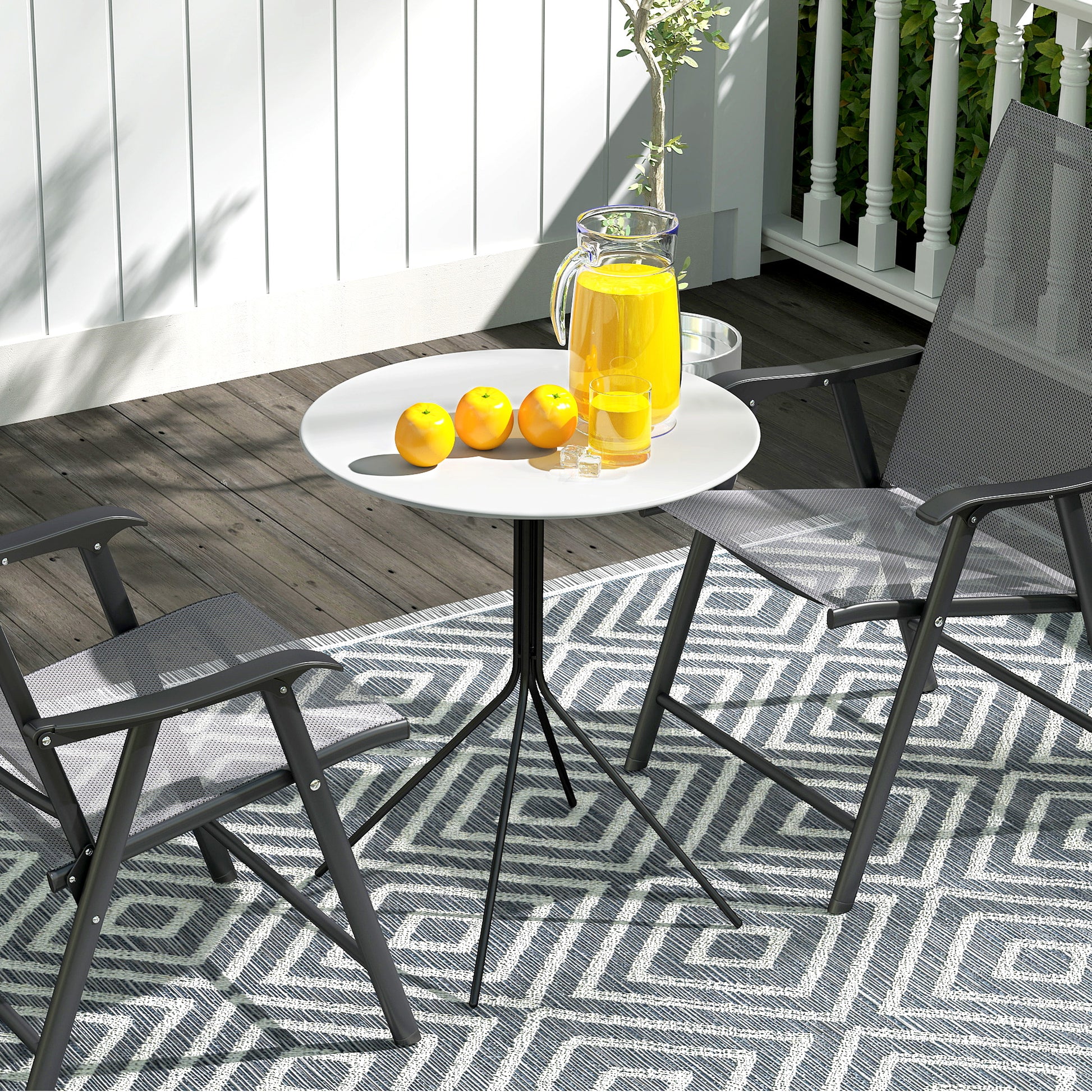 Round Garden Table Ø 60 cm, Steel Frame Terrace Table, for Indoor and Outdoor Use, for Balcony, Porch, Dark Gray