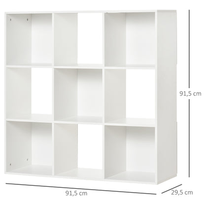 Bookshelf 3-Tier Storage Cabinet 9 Cubes Freestanding Shelf Room Divider Display Stand 91.5x29.5x91.5cm Wood