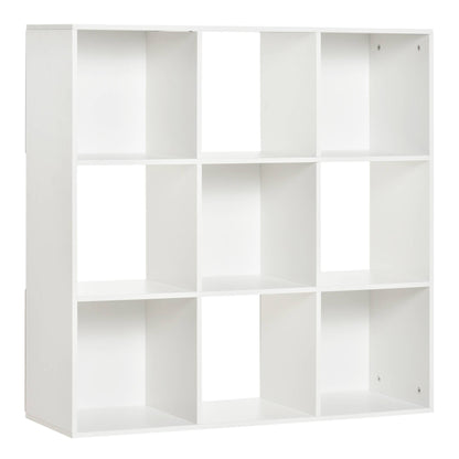 Bookshelf 3-Tier Storage Cabinet 9 Cubes Freestanding Shelf Room Divider Display Stand 91.5x29.5x91.5cm Wood