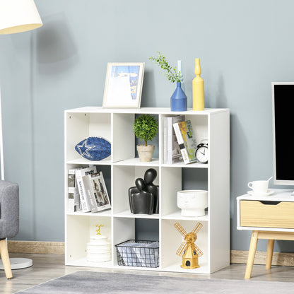 Bookshelf 3-Tier Storage Cabinet 9 Cubes Freestanding Shelf Room Divider Display Stand 91.5x29.5x91.5cm Wood