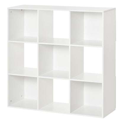 Bookshelf 3-Tier Storage Cabinet 9 Cubes Freestanding Shelf Room Divider Display Stand 91.5x29.5x91.5cm Wood