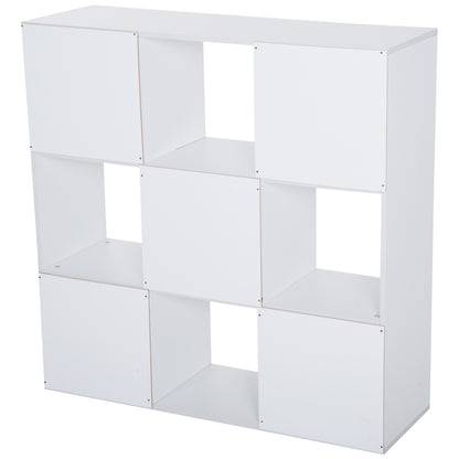 Bookshelf 3-Tier Storage Cabinet 9 Cubes Freestanding Shelf Room Divider Display Stand 91.5x29.5x91.5cm Wood