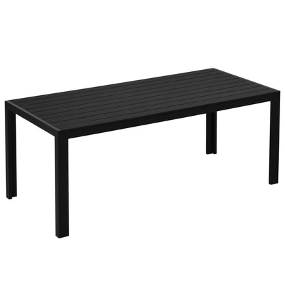 Garden Table Plastic 190 x 84.5 x 72 cm Weatherproof, Wood Look, Wood Structure, Non-Slip Buffet Table Camping Table Balcony Table Terrace Table Outdoor Dining Table for Garden, Balcony Black