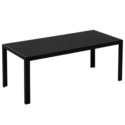 Garden Table Plastic 190 x 84.5 x 72 cm Weatherproof, Wood Look, Wood Structure, Non-Slip Buffet Table Camping Table Balcony Table Terrace Table Outdoor Dining Table for Garden, Balcony Black