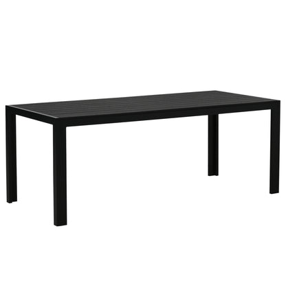 Garden Table Plastic 190 x 84.5 x 72 cm Weatherproof, Wood Look, Wood Structure, Non-Slip Buffet Table Camping Table Balcony Table Terrace Table Outdoor Dining Table for Garden, Balcony Black