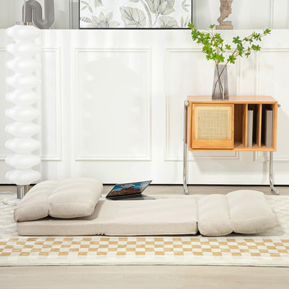 Floor Chair Floor Seat with 6-Level Adjustable Backrest, Folding Meditation Chair with Linen Look, Padded Floor Sofa for Living Room, Bedroom, Beige