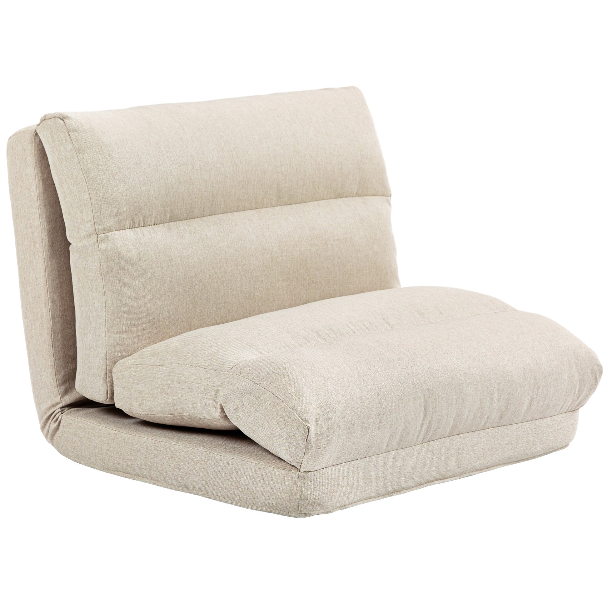 Floor Chair Floor Seat with 6-Level Adjustable Backrest, Folding Meditation Chair with Linen Look, Padded Floor Sofa for Living Room, Bedroom, Beige