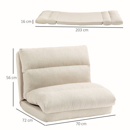 Floor Chair Floor Seat with 6-Level Adjustable Backrest, Folding Meditation Chair with Linen Look, Padded Floor Sofa for Living Room, Bedroom, Beige