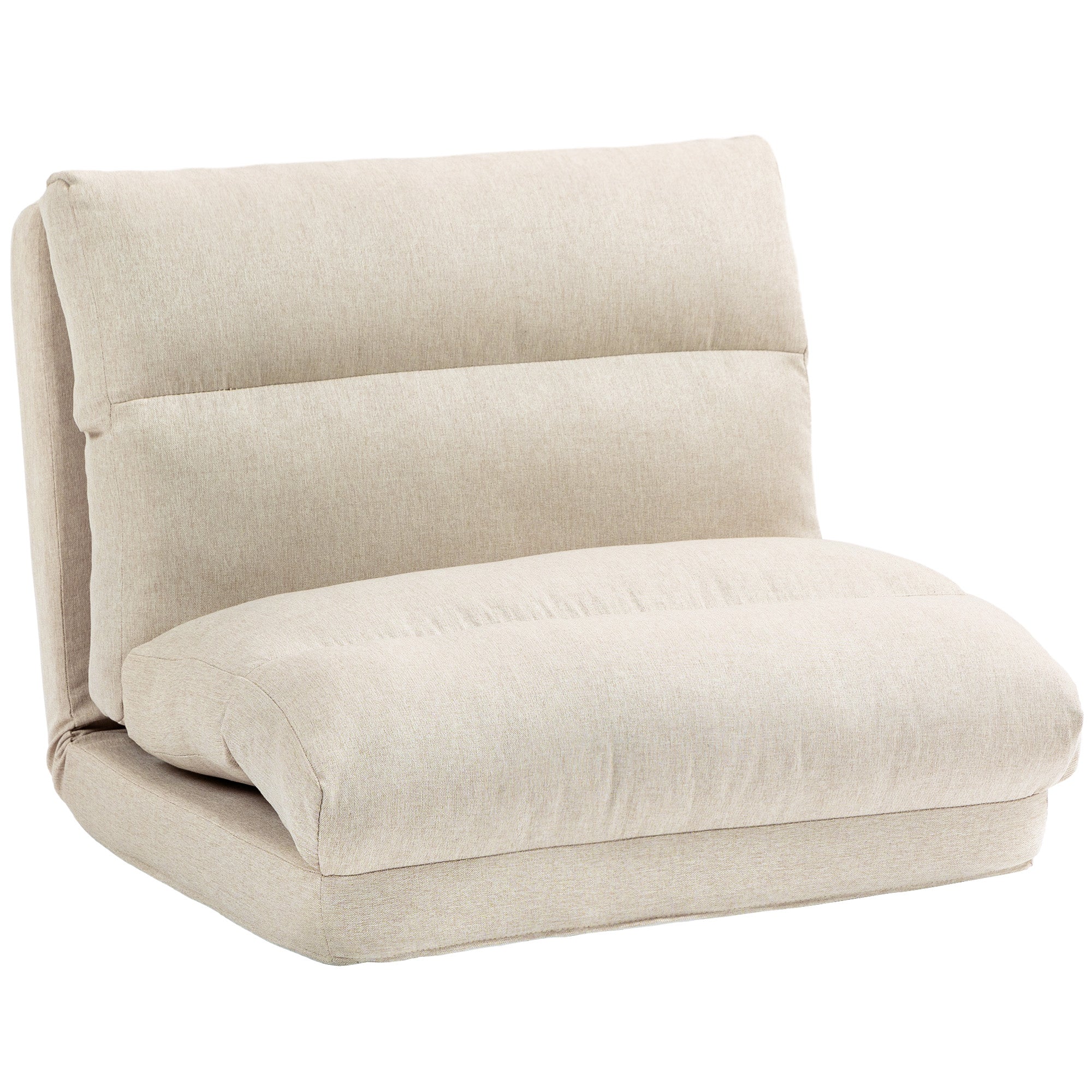 Floor Chair Floor Seat with 6-Level Adjustable Backrest, Folding Meditation Chair with Linen Look, Padded Floor Sofa for Living Room, Bedroom, Beige