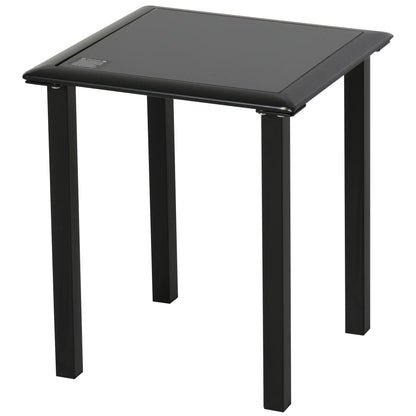 Outsunny Set mat 2 moderne Sonneliegen an engem Couchtisch mat 5 mm Temperéiert Glas