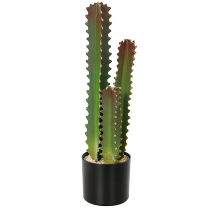 26 in Artificial Cactus with Pot, 3-Leaf Decorative Indoor Plant for Home, Office, Living Room, Green
