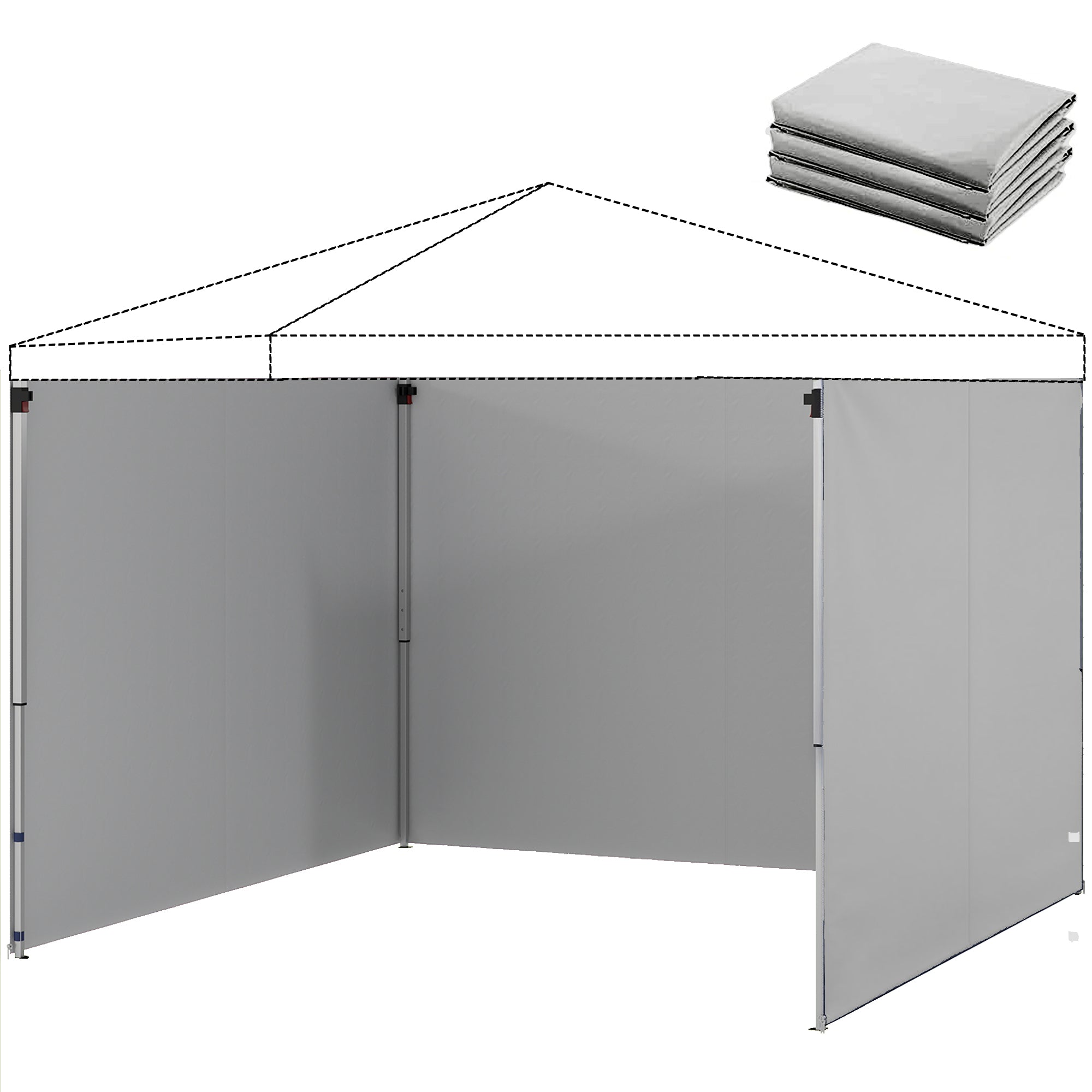 3-Pack Gazebo Sidewalls for 3 x 3 m (10 x 10 ft) — Zippered, UPF50+, Water-Resistant 210D Oxford Fabric, Light Gray
