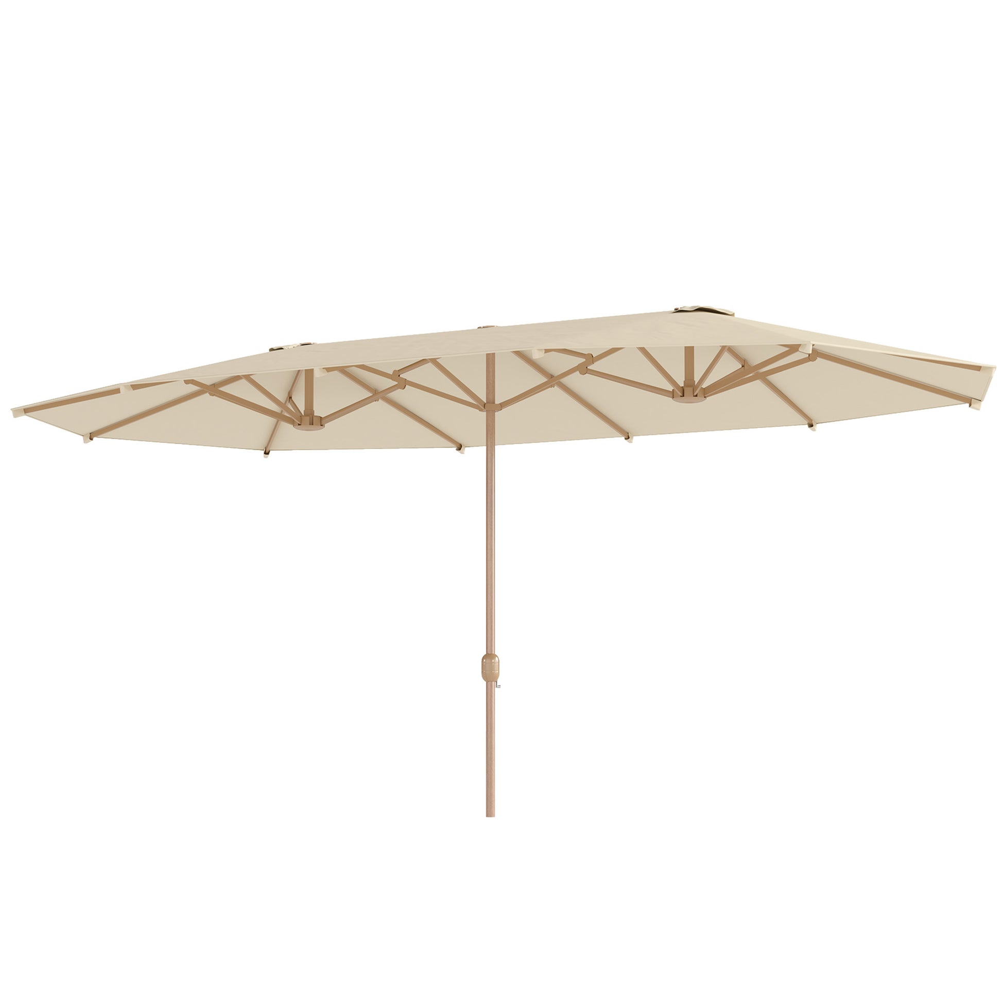 Double Parasol 4.55x2.65m Outdoor Terrace Umbrella with Manual Crank Water-Resistant and Sun Protection Large Umbrella for Terrace Beach Pool Cream