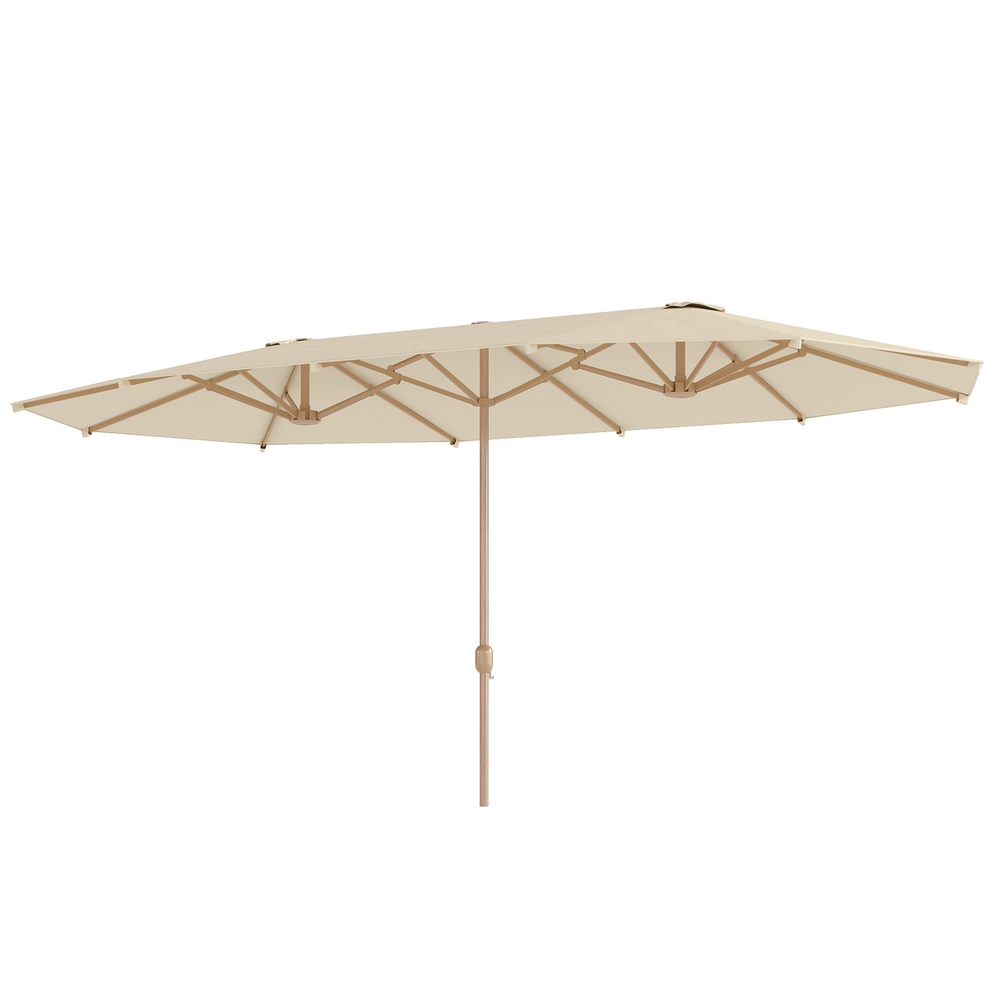 Double Parasol 4.55x2.65m Outdoor Terrace Umbrella with Manual Crank Water-Resistant and Sun Protection Large Umbrella for Terrace Beach Pool Cream